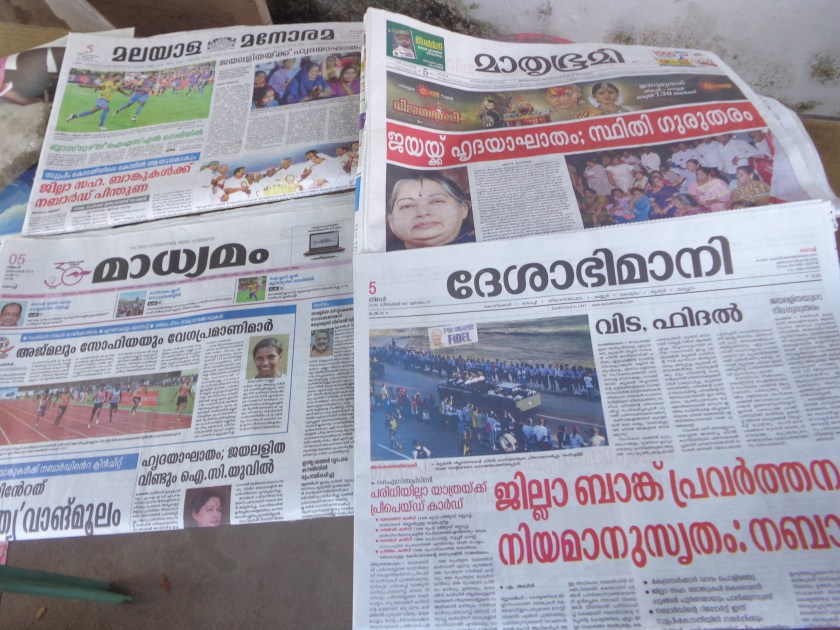 La presse locale, en Malayalam.