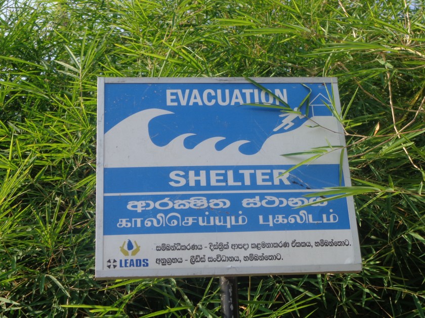 Des paneaux, en trois langues (cinghalais, tamoul et anglais) sont visibles un peu partout sur la côte sud...