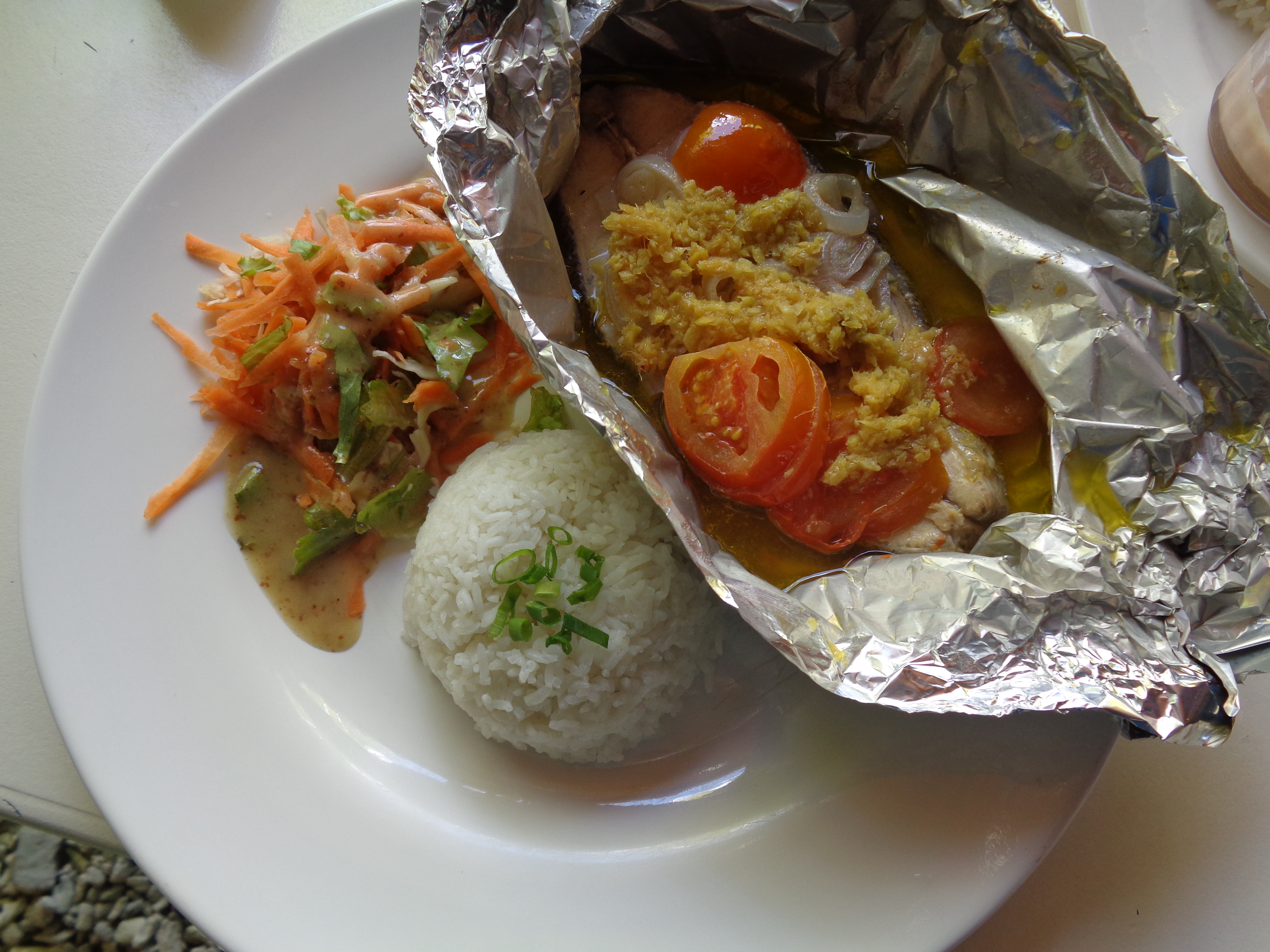 papillote de mahi mahi au gingembre