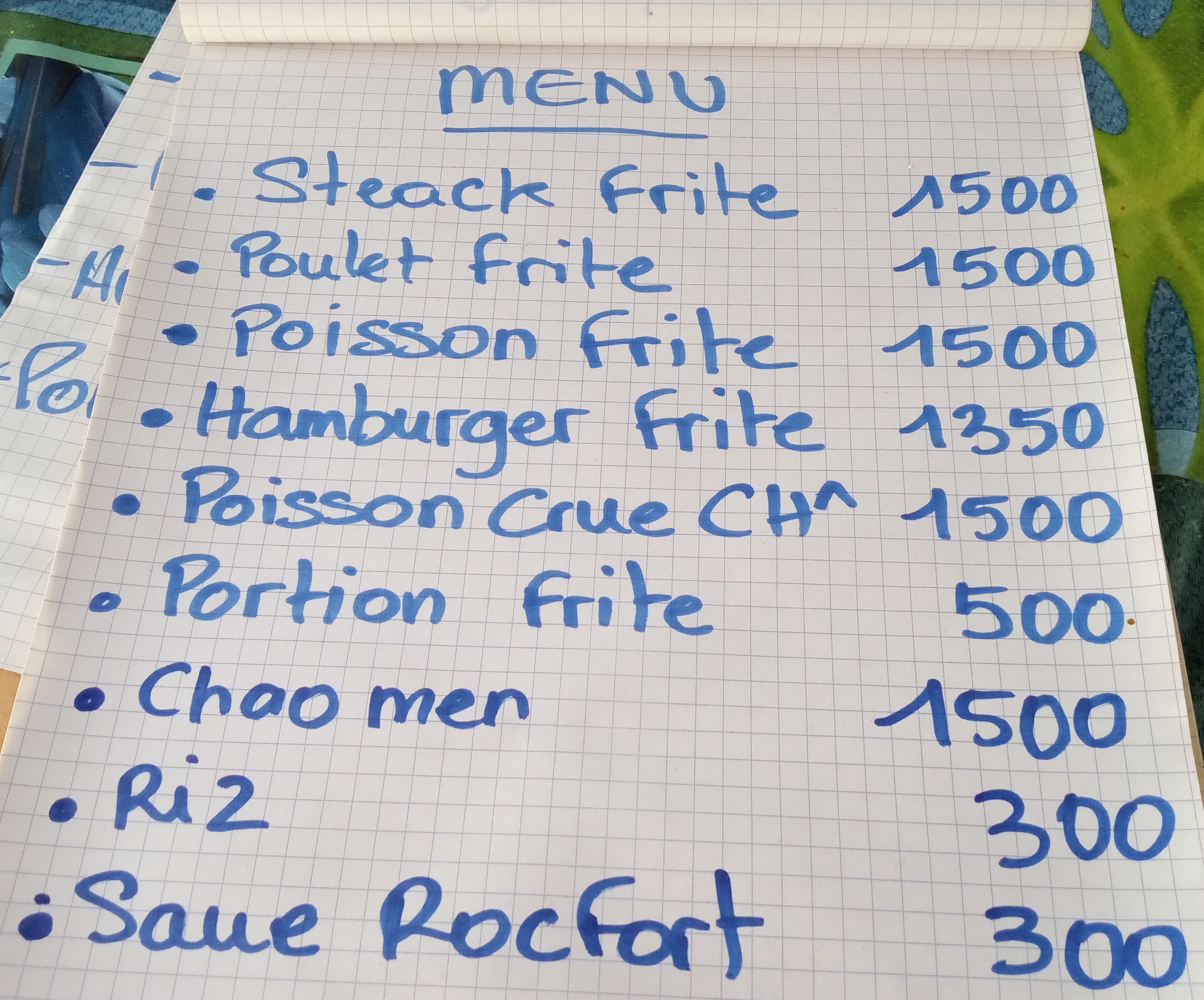 menu